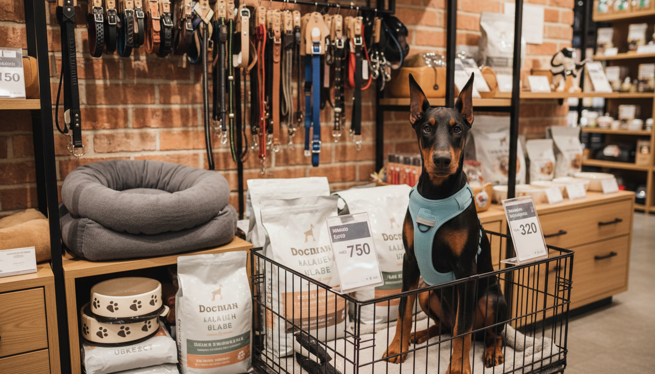 香港寵物店內展示的都柏文犬用品及價格標籤