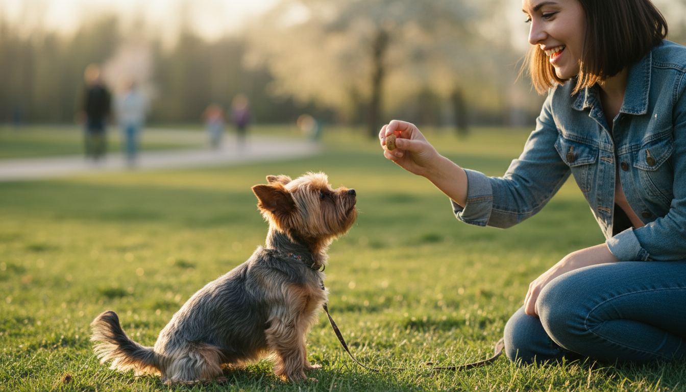一隻約瑟爹利成功執行基本指令，獲得主人的獎勵