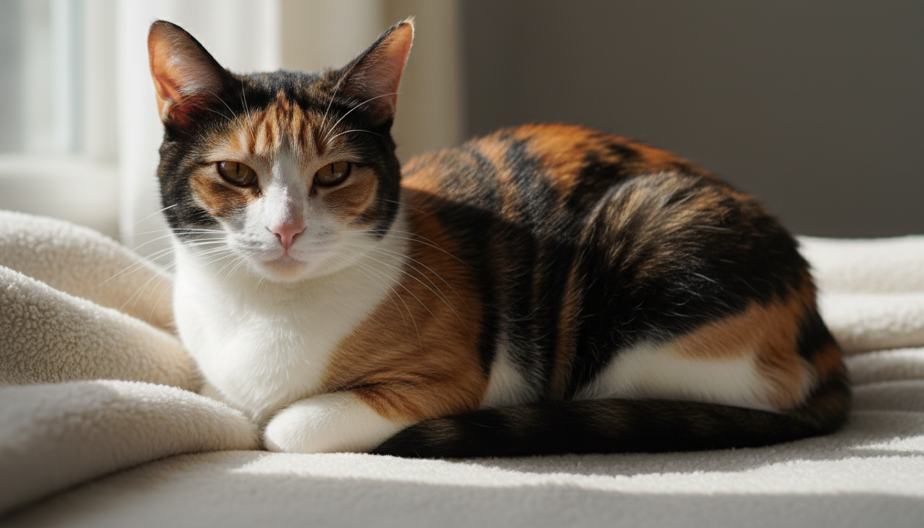 三色貓的典型外觀特徵展示