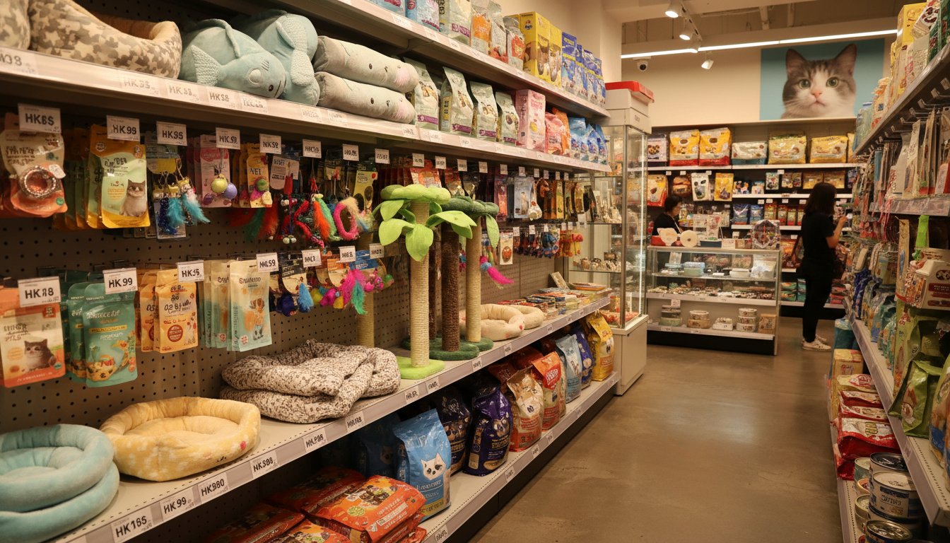香港寵物店內貓咪用品及價格標示