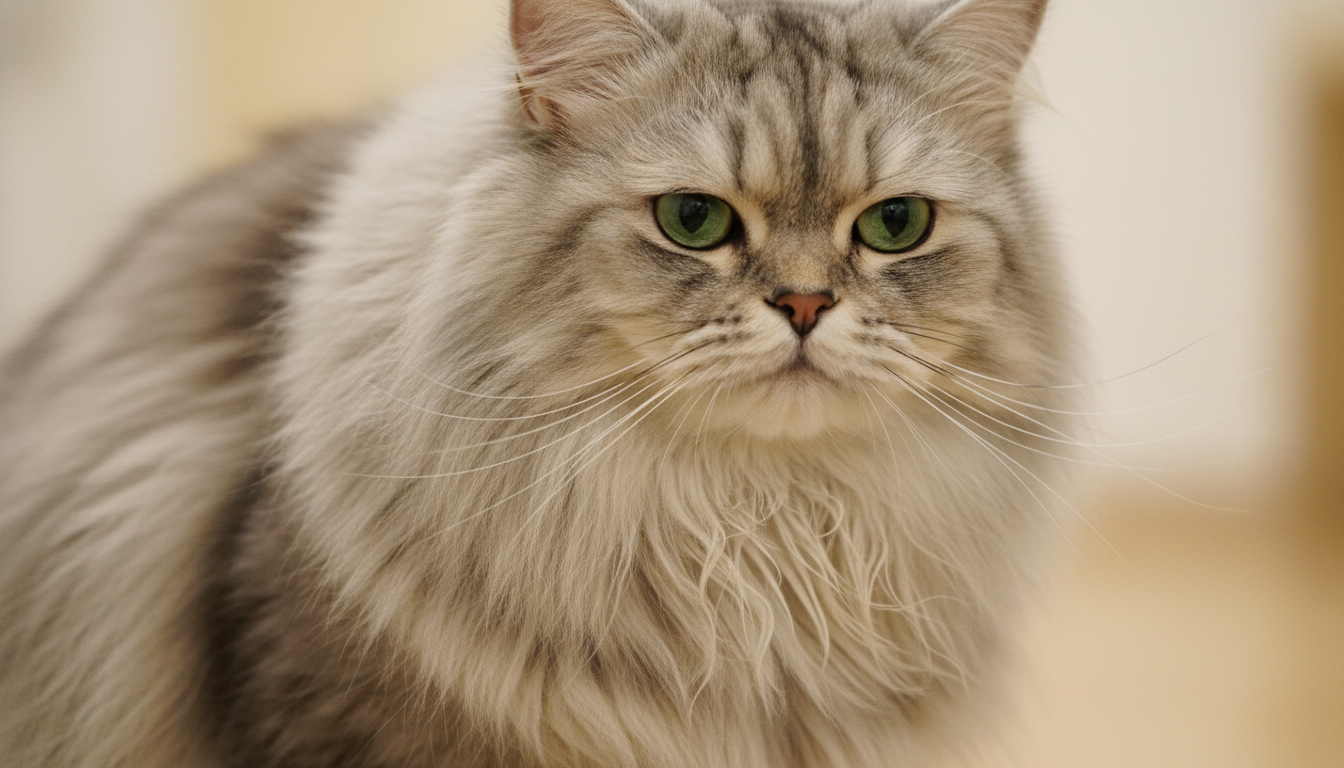 金吉拉貓的華麗長毛特寫，展現其雙層毛的豐厚質感