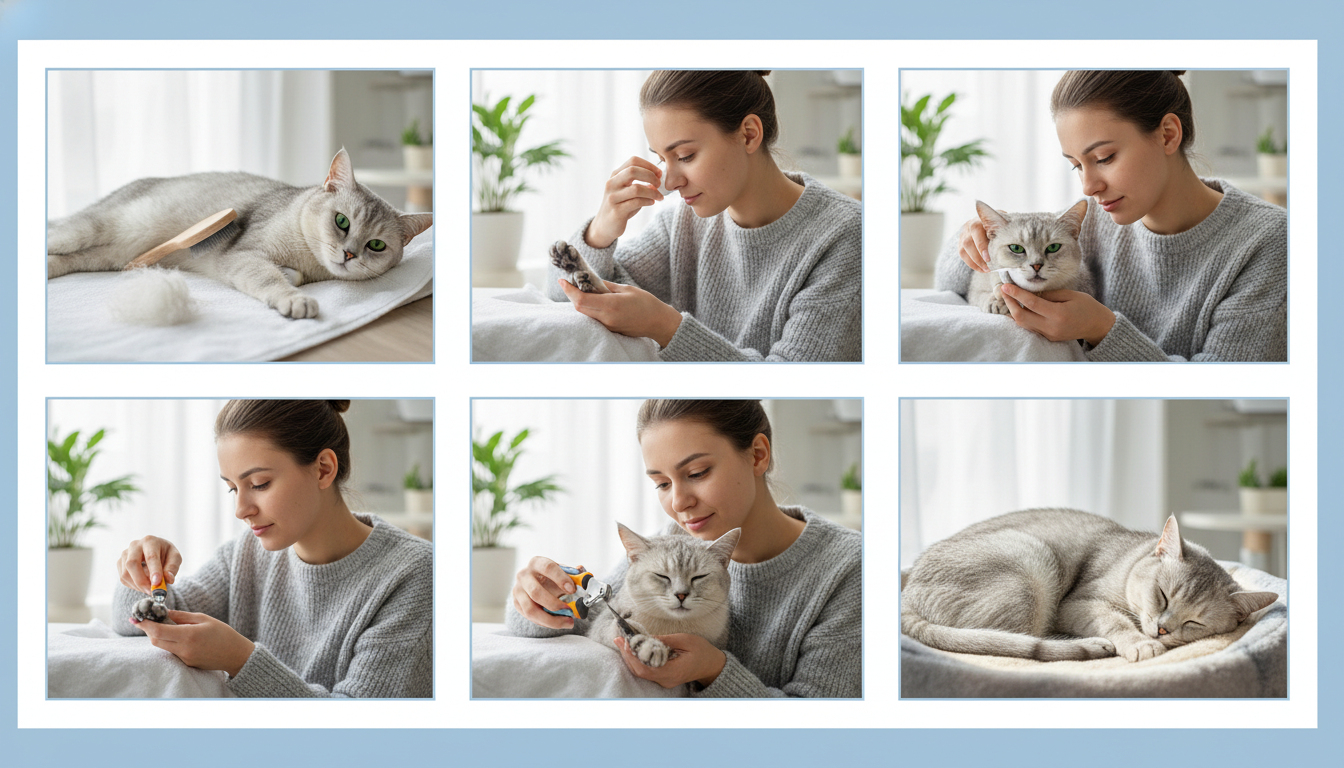 為俄羅斯藍貓進行日常護理的正確方法