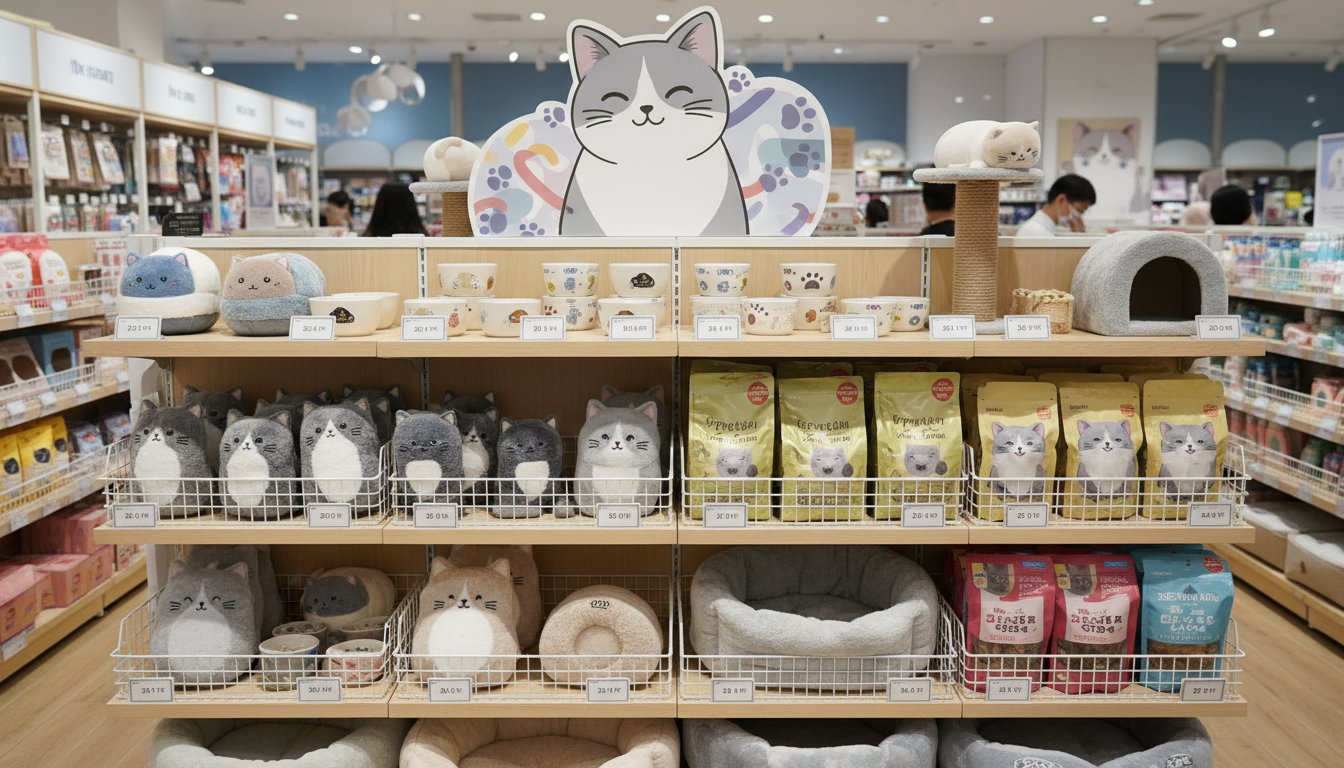 香港寵物用品店內英國短毛貓相關產品的價格展示
