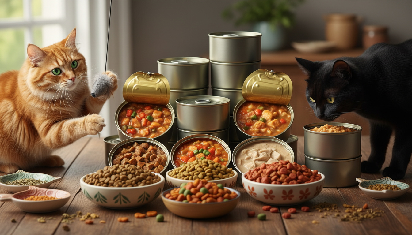 各種優質貓糧和濕糧的展示