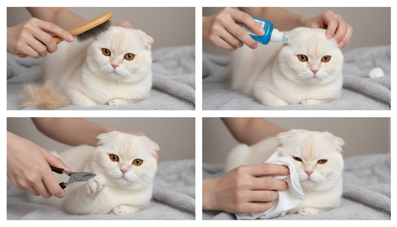 為蘇格蘭折耳貓進行日常護理的正確方法