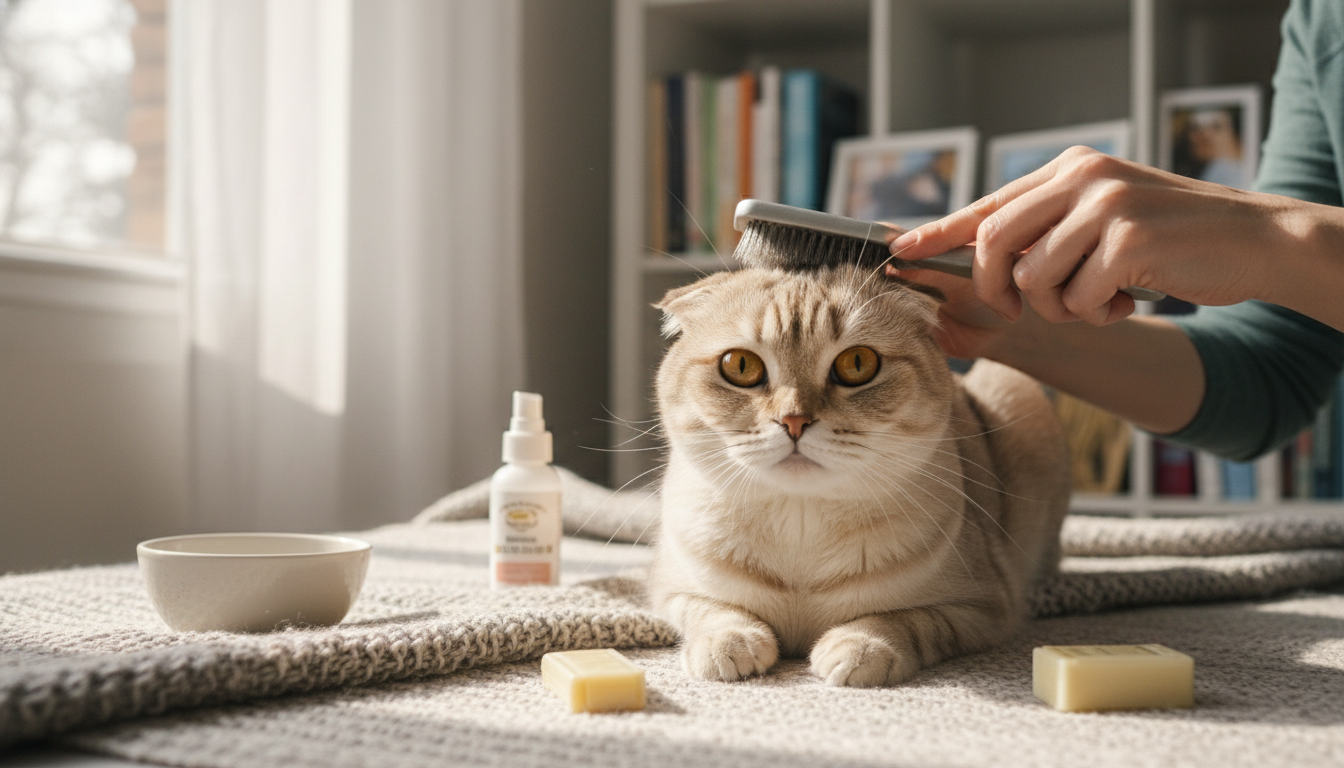 為蘇格蘭摺耳貓進行日常護理的正確方法