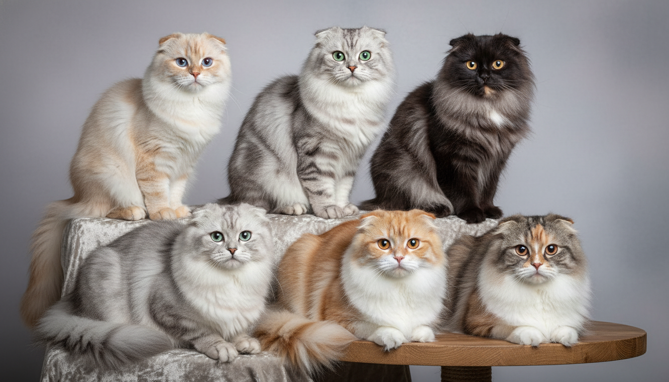 斯可特貓（高地摺耳）的各種毛色和圖案展示