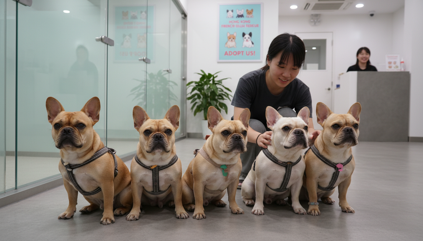 在香港尋找待領養的法國鬥牛犬