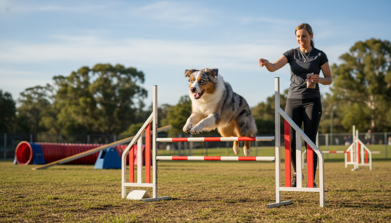 澳洲牧羊犬在訓練中展現其敏捷和聰慧