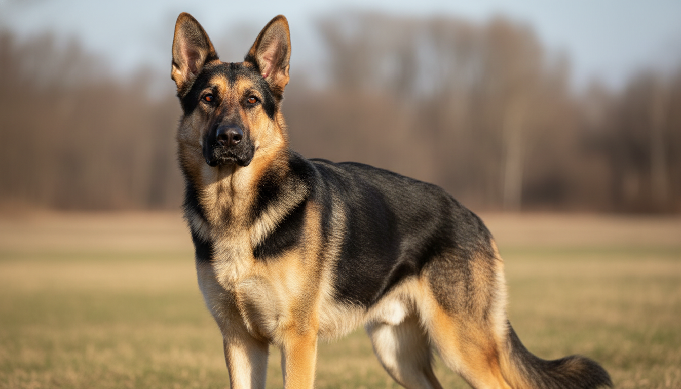 德國牧羊犬的典型外觀特徵展示，包括毛色和體型