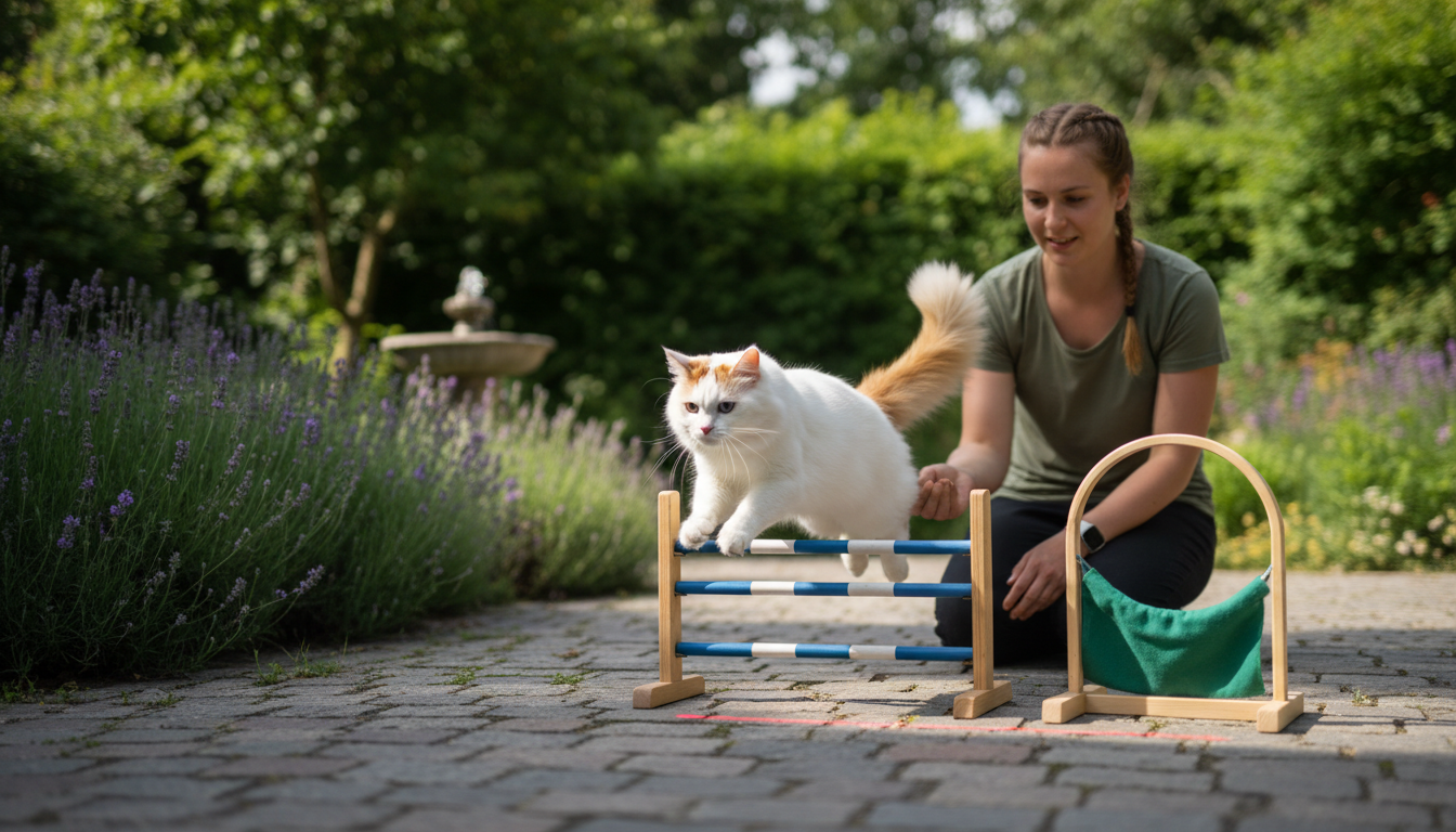 土耳其梵貓進行訓練的場景