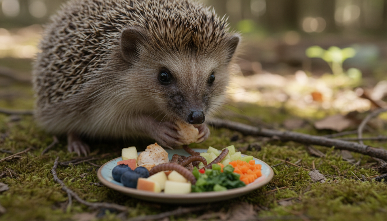 刺蝟正在享用其營養均衡的餐飲