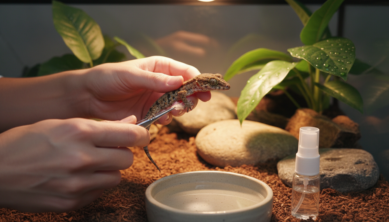 為加那斯金緣守宮進行日常護理的正確方法