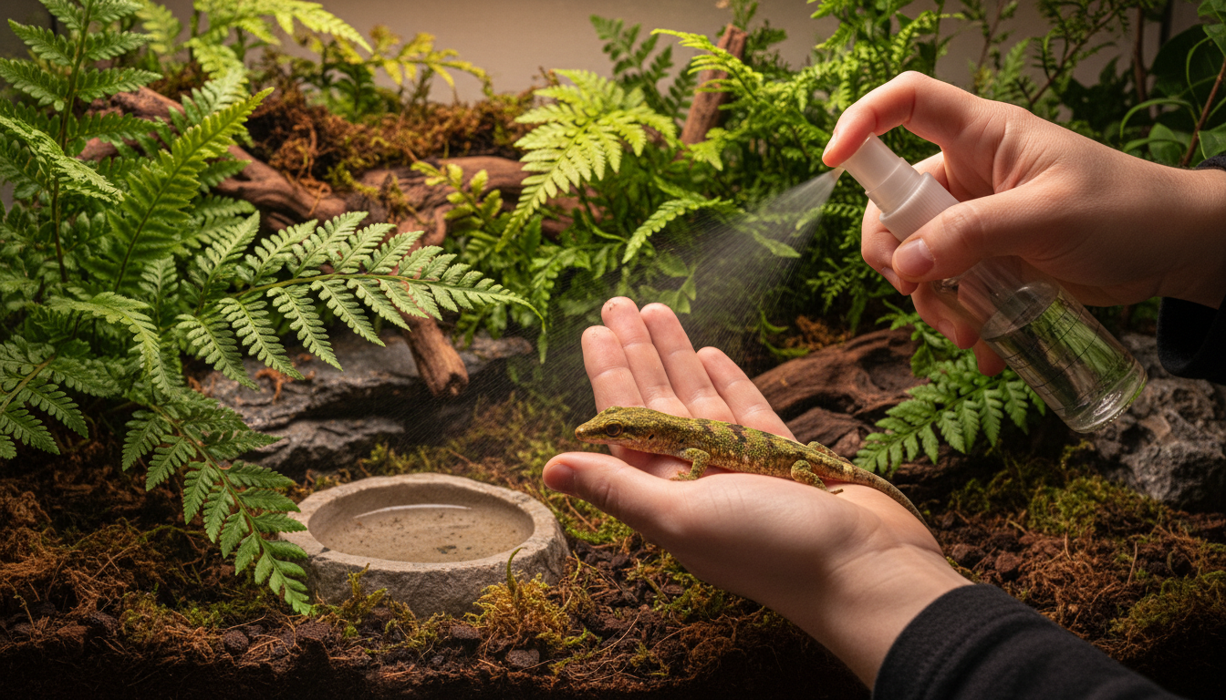 為蘭卡風蕨守宮進行日常護理的正確方法