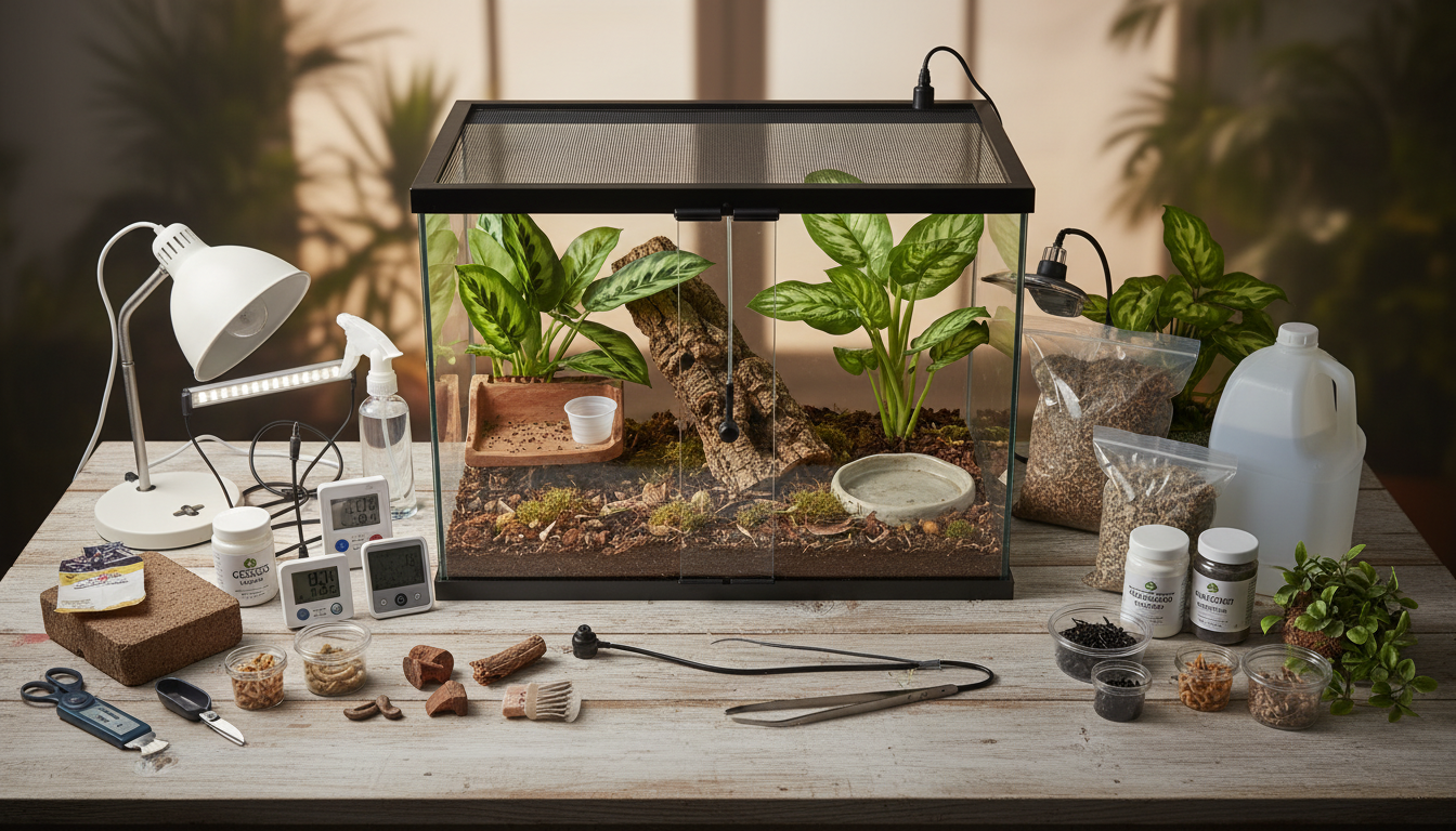 蘭卡風蕨守宮及飼養設備的準備清單