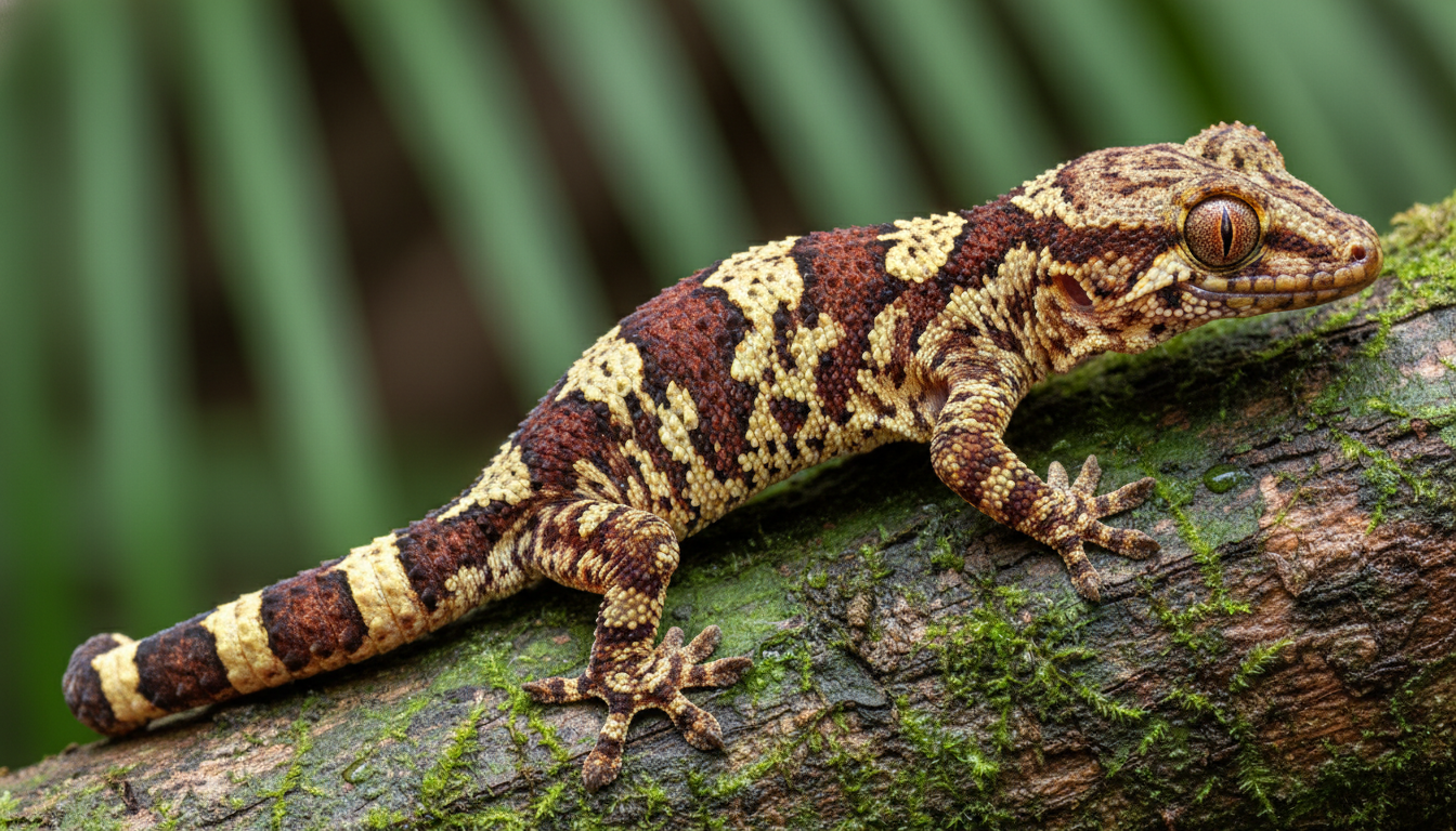 清萊雨林守宮的獨特斑紋與體色特寫