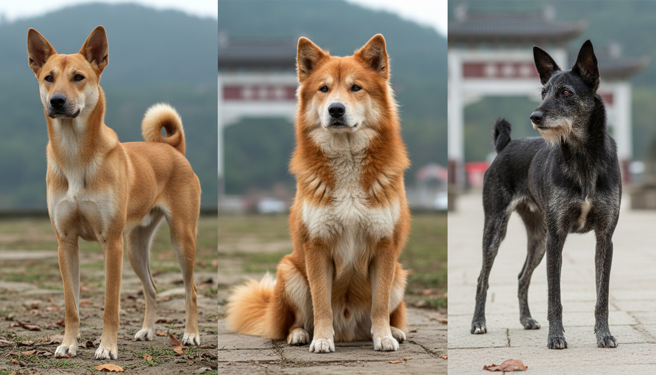 不同類型唐狗的毛色與體型對比