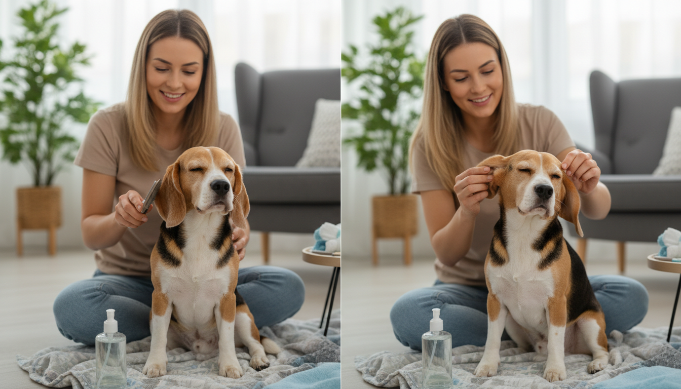 為比格犬進行日常護理的正確方法，如梳毛和清潔耳朵
