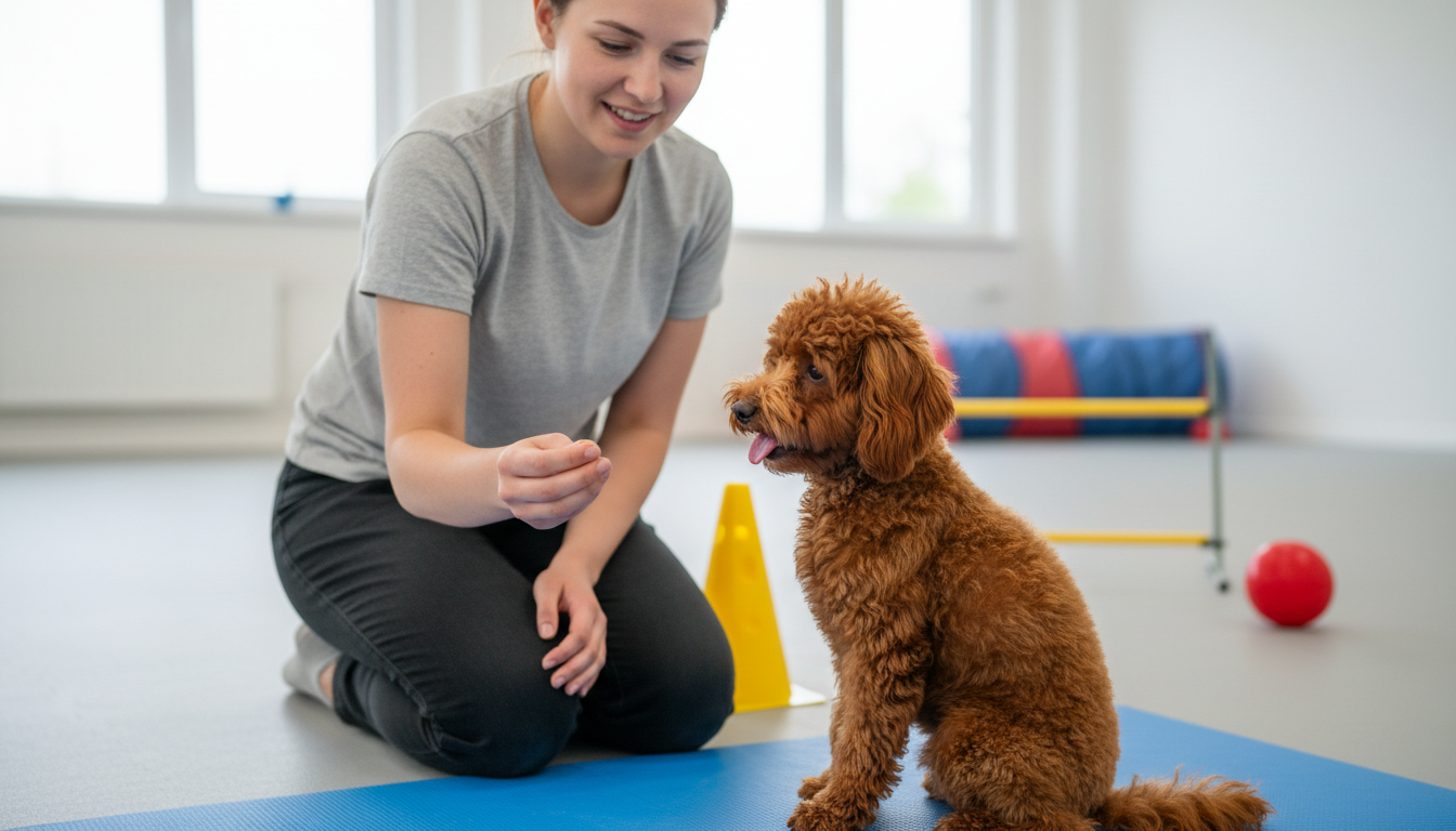 玩具貴賓犬正在接受基礎服從訓練