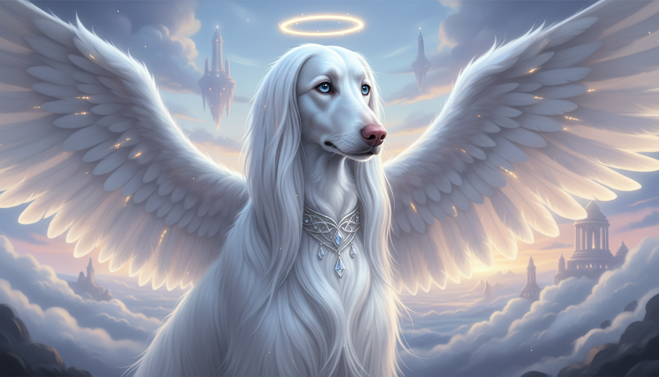 魔天使的典型外觀特徵展示，特別強調其純白長毛和精緻面部