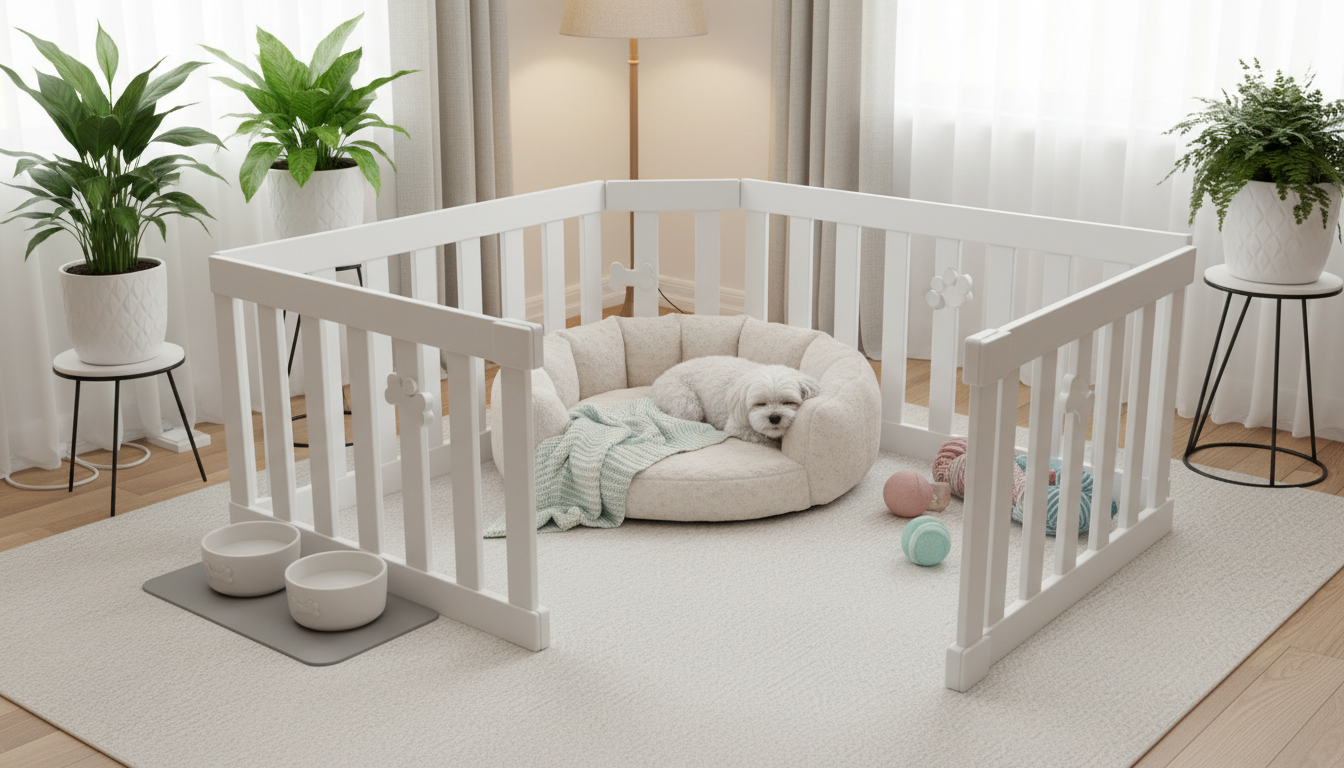 適合魔天使的理想家居環境設置，包括舒適的狗窩和安全防護