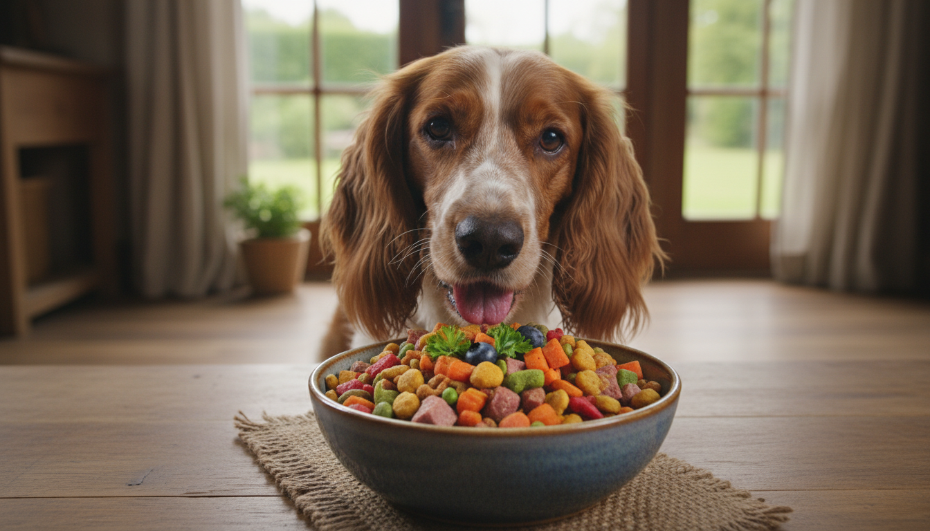 史賓格犬正在享用健康均衡的狗糧