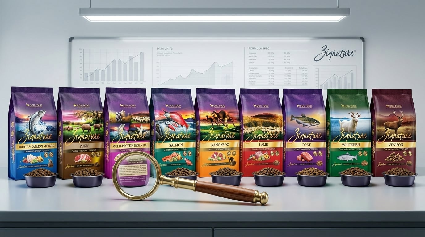 Zignature 寵物食品選購攻略，透過產品比較表幫助您為愛犬做出明智選擇。