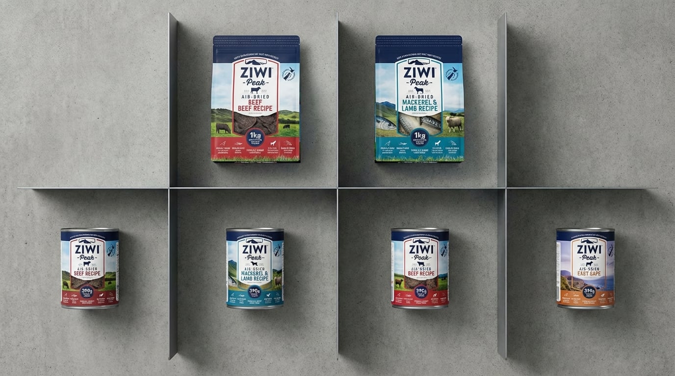 ZiwiPeak 巔峰 全系列寵物食品分類導覽圖，快速查看貓犬乾糧與罐頭選購攻略。