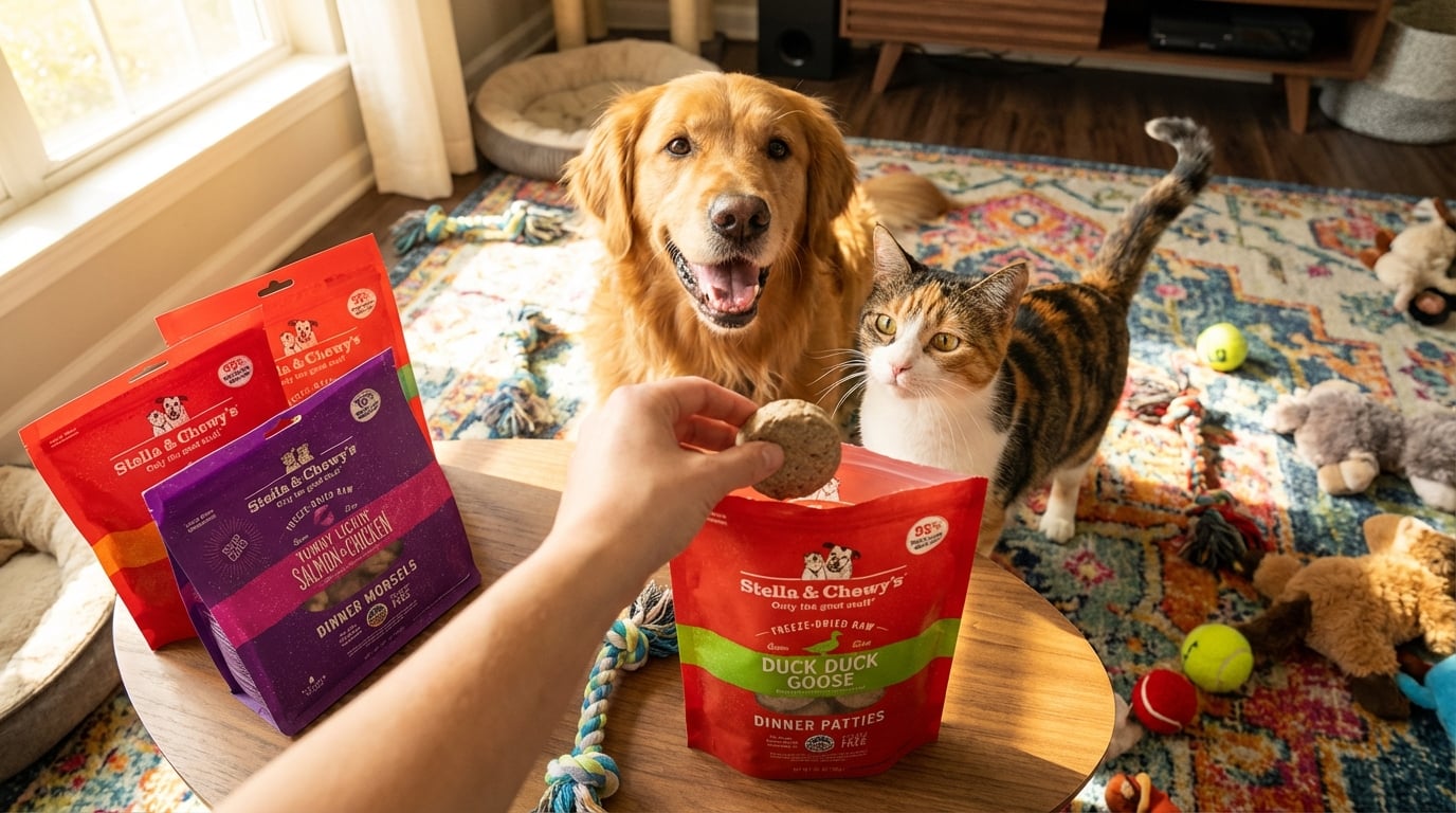 Stella & Chewy's 凍乾生食餐使用示範，輕鬆掌握寵物每日營養餵食方式。