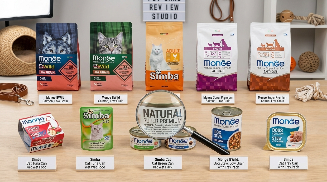 Monge 寵物食品系列選購攻略，產品規格對照圖幫助飼主輕鬆比較並挑選合適配方。
