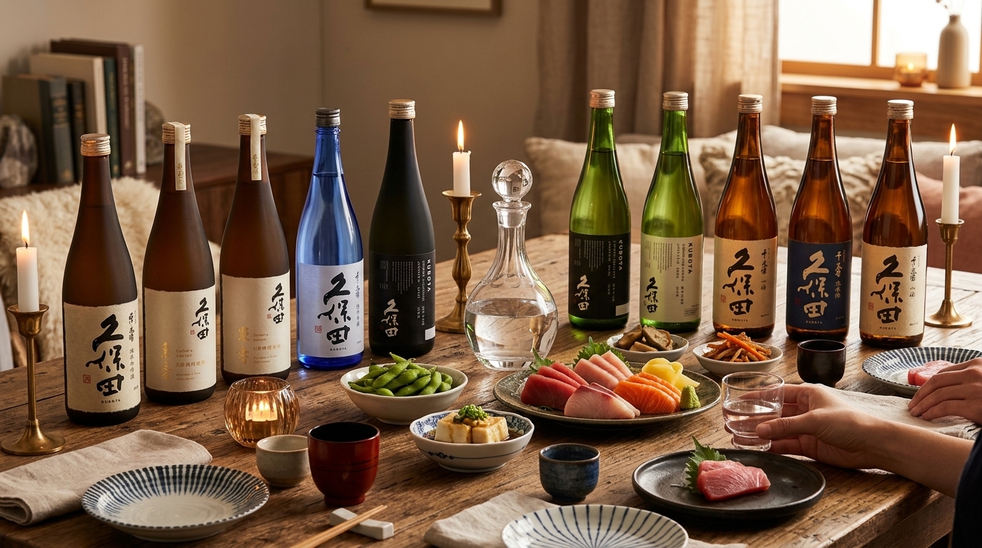 久保田清酒餐酒搭配指南，展示專業品飲建議與美味配餐方式。