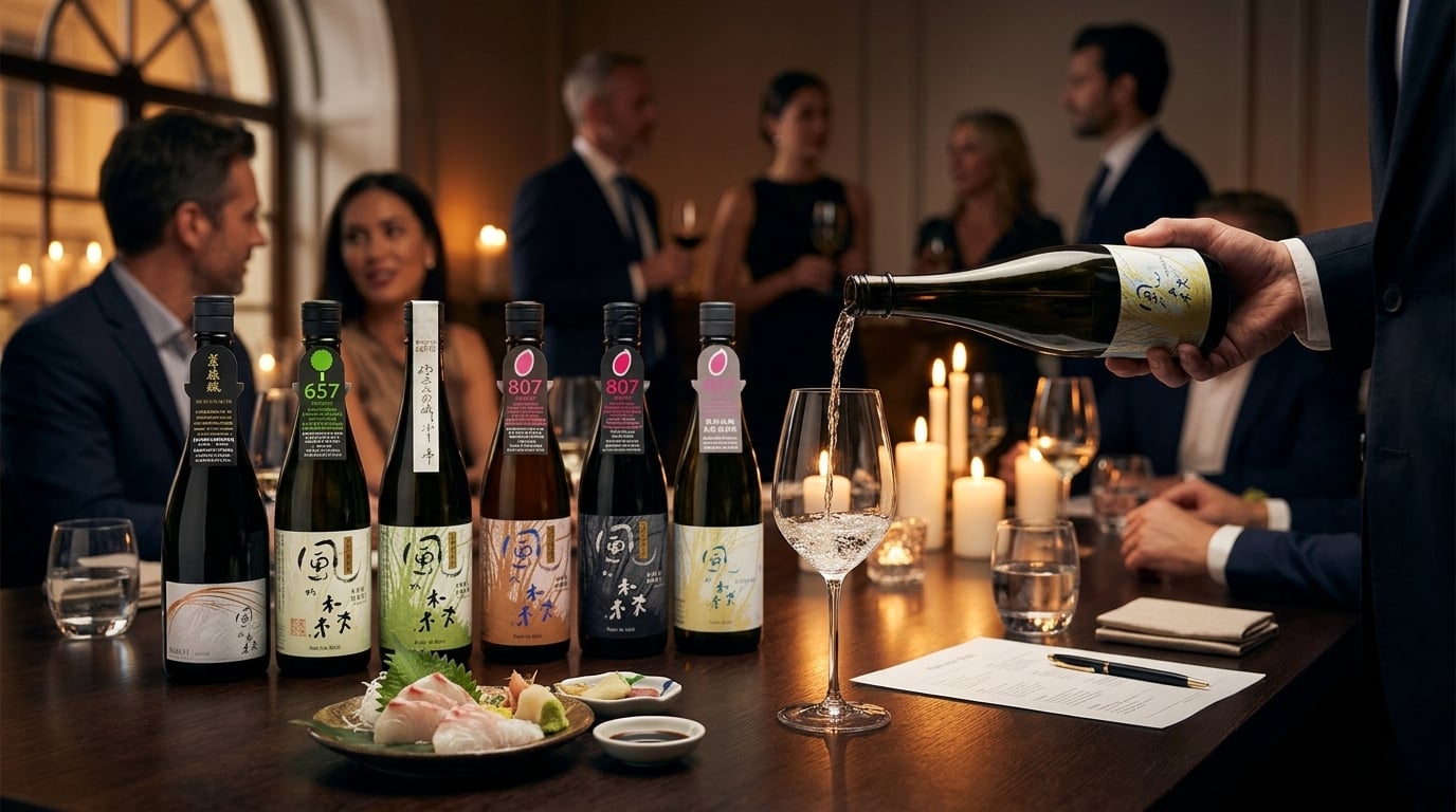 風之森清酒餐酒搭配指南，展示專業品飲方式與佐餐建議。