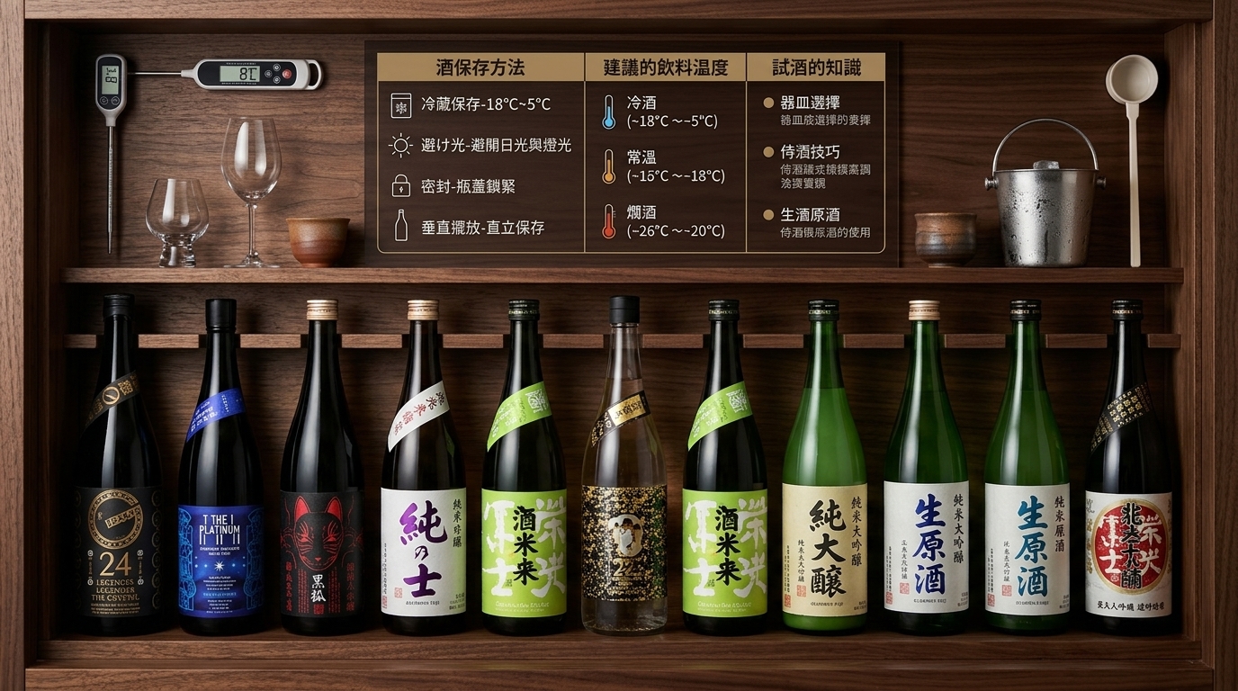 榮光富士清酒品酒常見問題，收錄保存方法、飲用溫度與專業知識指南。
