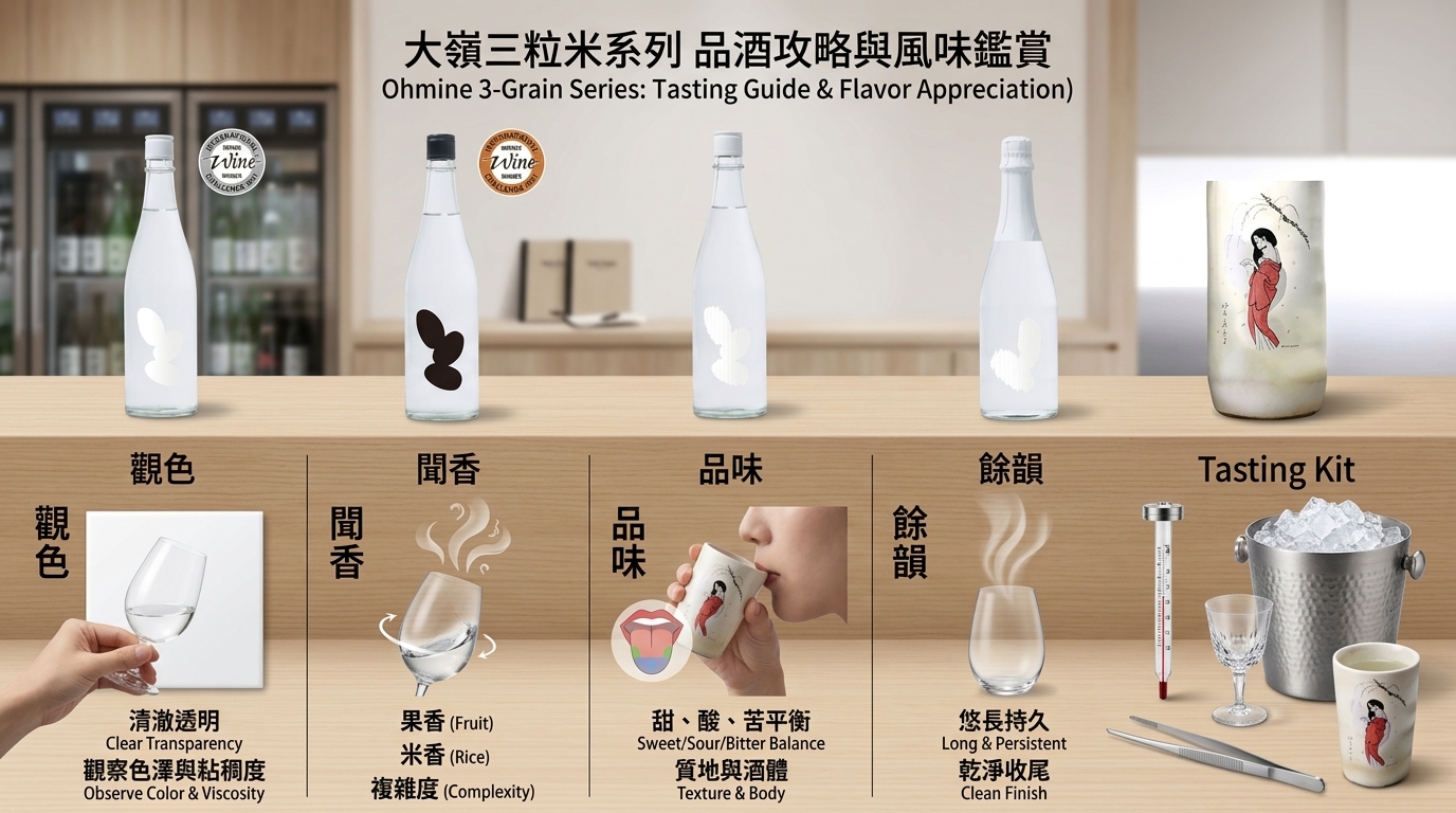 大嶺 Ohmine 三粒米 品酒攻略教學:專業品飲技巧與風味鑑賞指南。