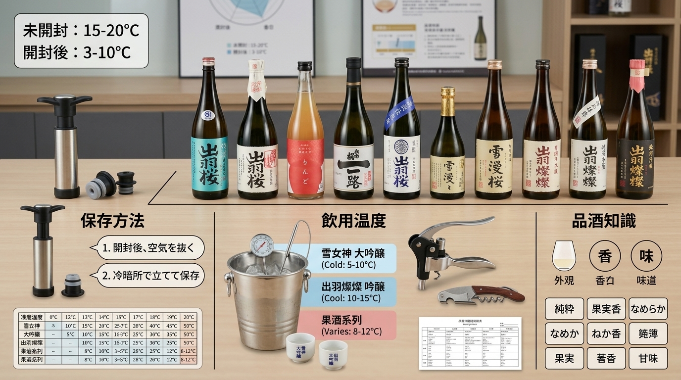 出羽櫻清酒品飲攻略:收錄保存方法、飲用溫度與專業品酒知識常見問題