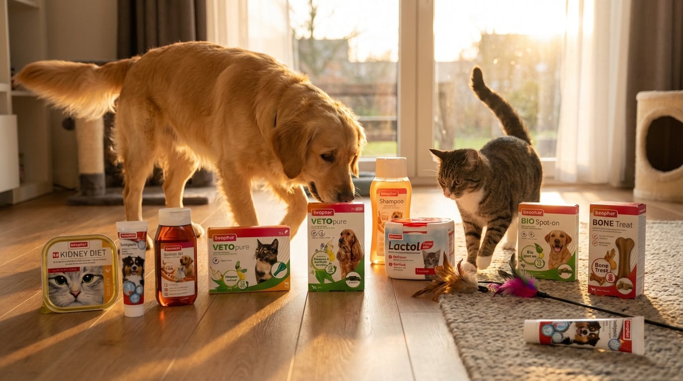 BEAPHAR 寵物護理產品使用方法示範，展示產品實際應用情境。