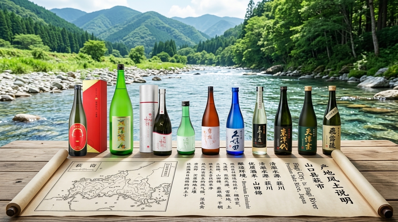 東洋美人清酒產地風土展示，呈現釀造酒米與純淨水源的自然環境。