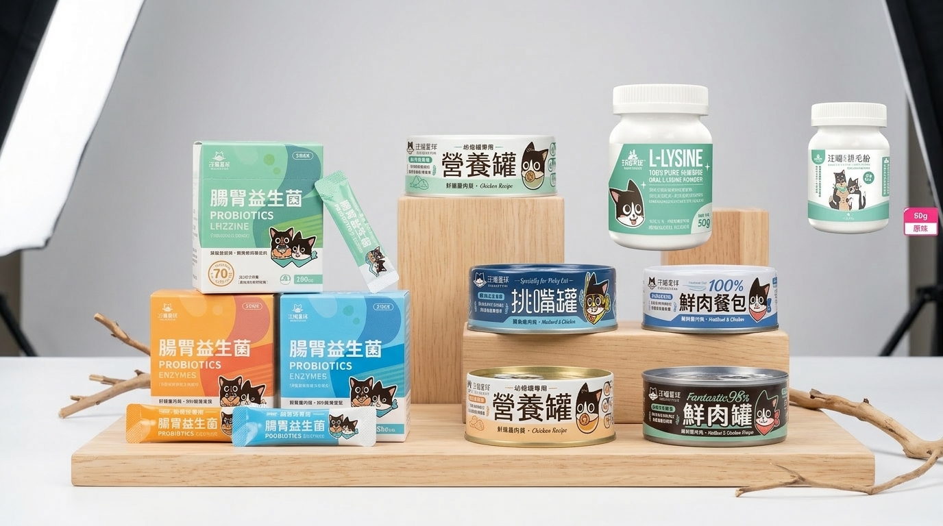 汪喵星球 貓咪主食罐系列，提供均衡營養與多種口味的專業寵物食品。
汪喵星球 犬貓冷凍乾燥零食，保留天然原肉營養與美味的健康點心。
汪喵星球 益生菌消臭豆腐砂，強效吸水除臭並維持居家環境清爽。
汪喵星球 寵物保健營養系列，針對毛孩需求提供專業精準的健康守護。