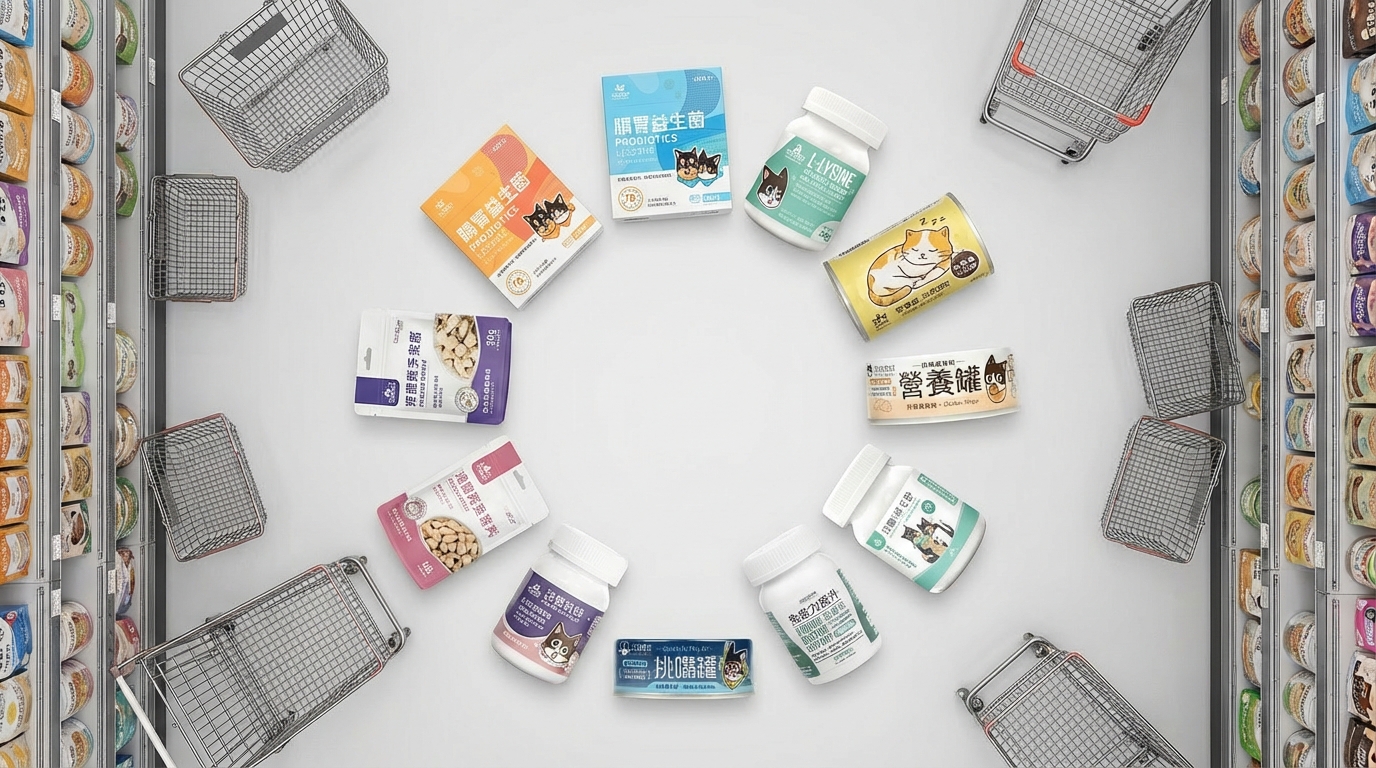 汪喵星球 寵物食品用品分類導覽圖,快速瀏覽多元產品線選購攻略。