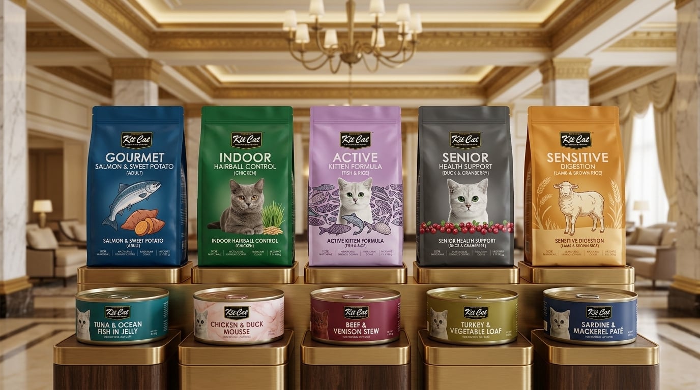 Kit Cat 品牌旗艦形象照，展現高端寵物食品品牌故事與精緻質感，提升毛孩生活品質。