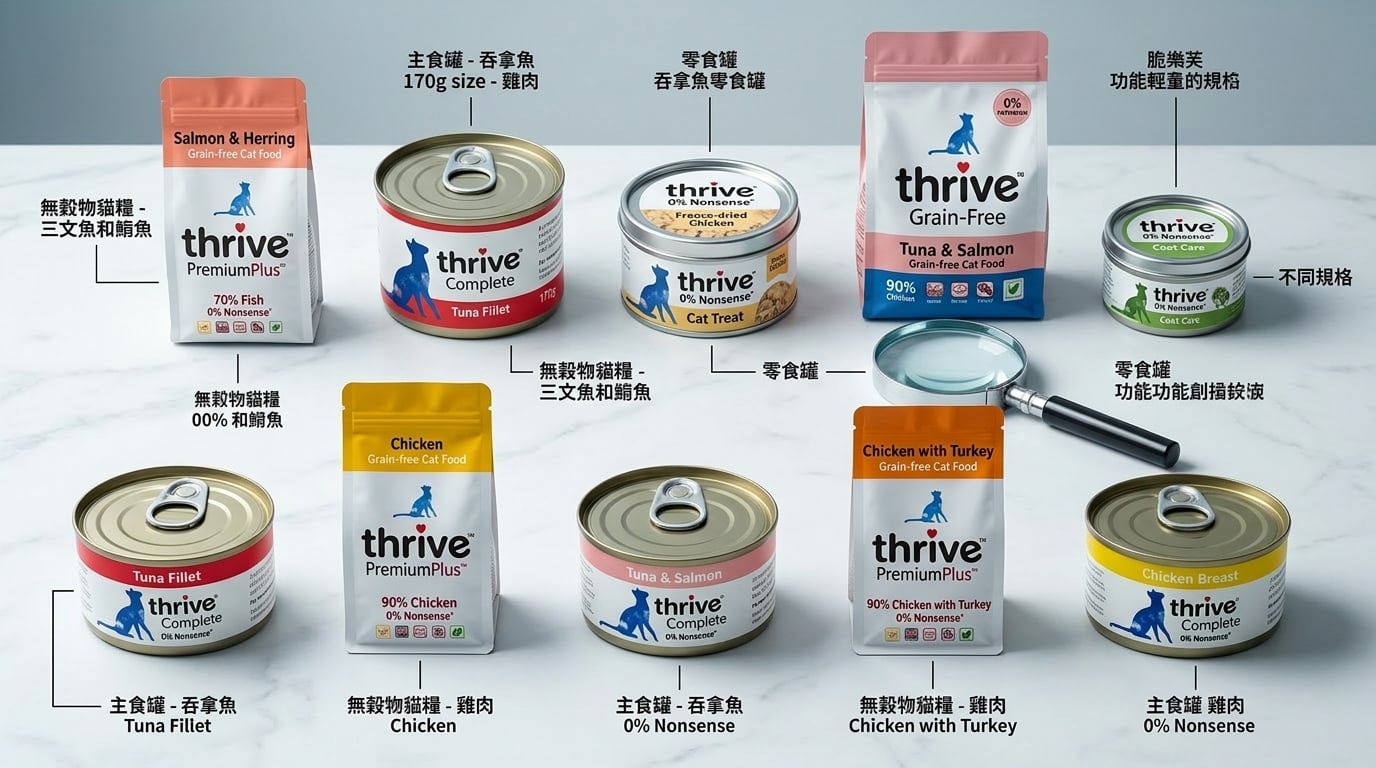 Thrive 脆樂芙 產品系列比較對照圖，提供清晰的選購指南，幫助您輕鬆做出明智選擇。
