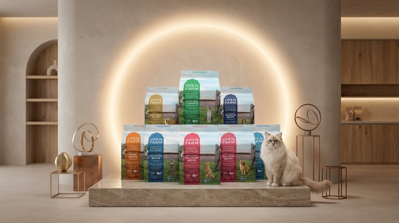 Open Farm 頂級寵物糧品牌旗艦形象,傳遞高品質天然食材與溯源故事。