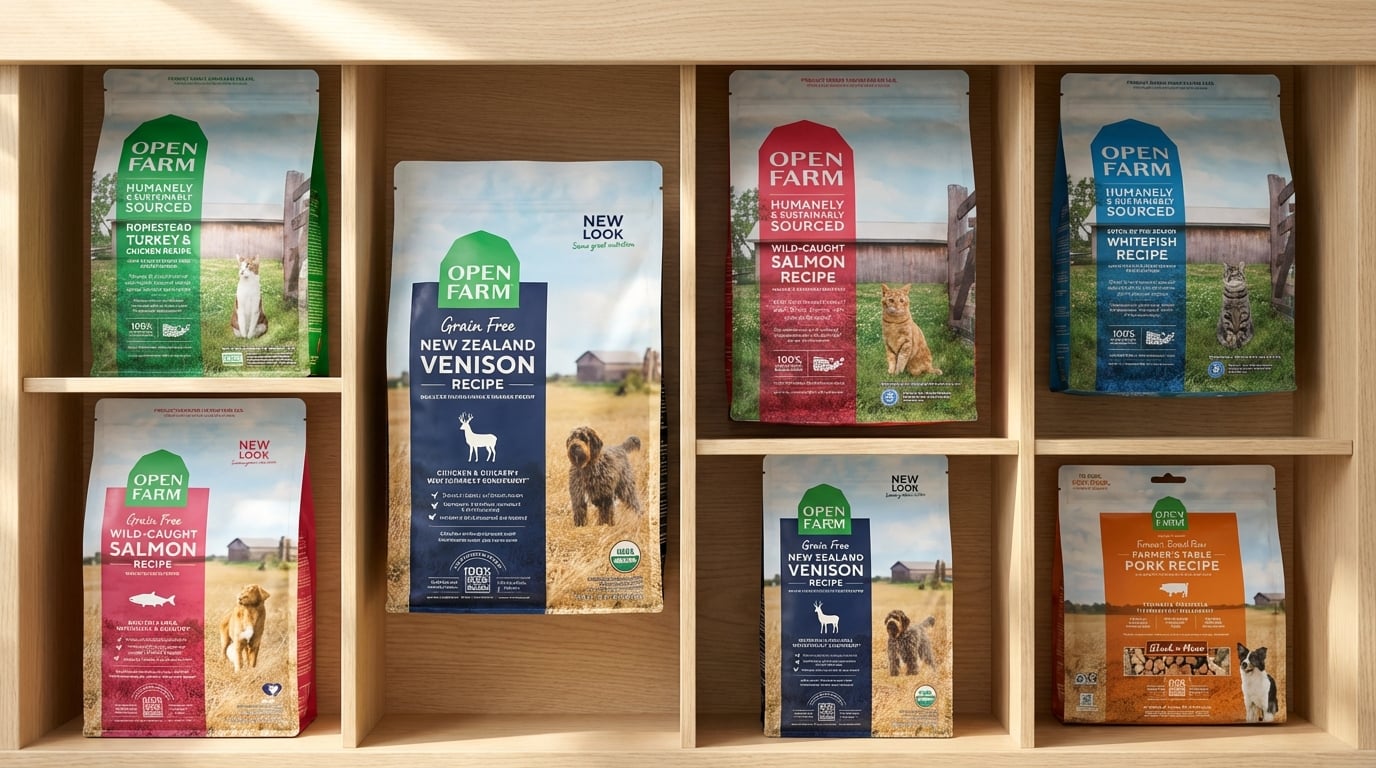 Open Farm 全系列寵物食品分類導覽,提供犬貓乾糧與營養品多元選購指南。