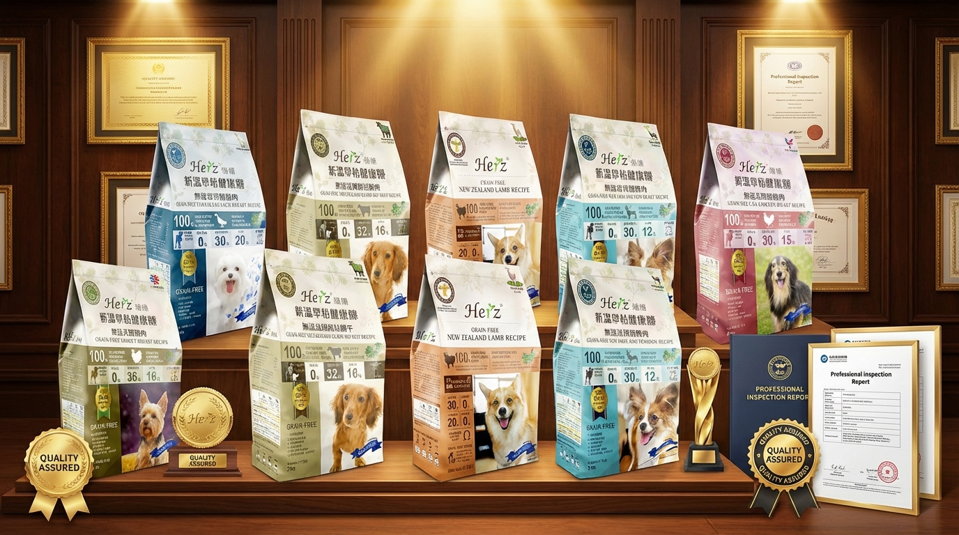 Herz赫緻 專業認證與品質保證，提供寵物食品安全檢驗與多項國際標準認證。