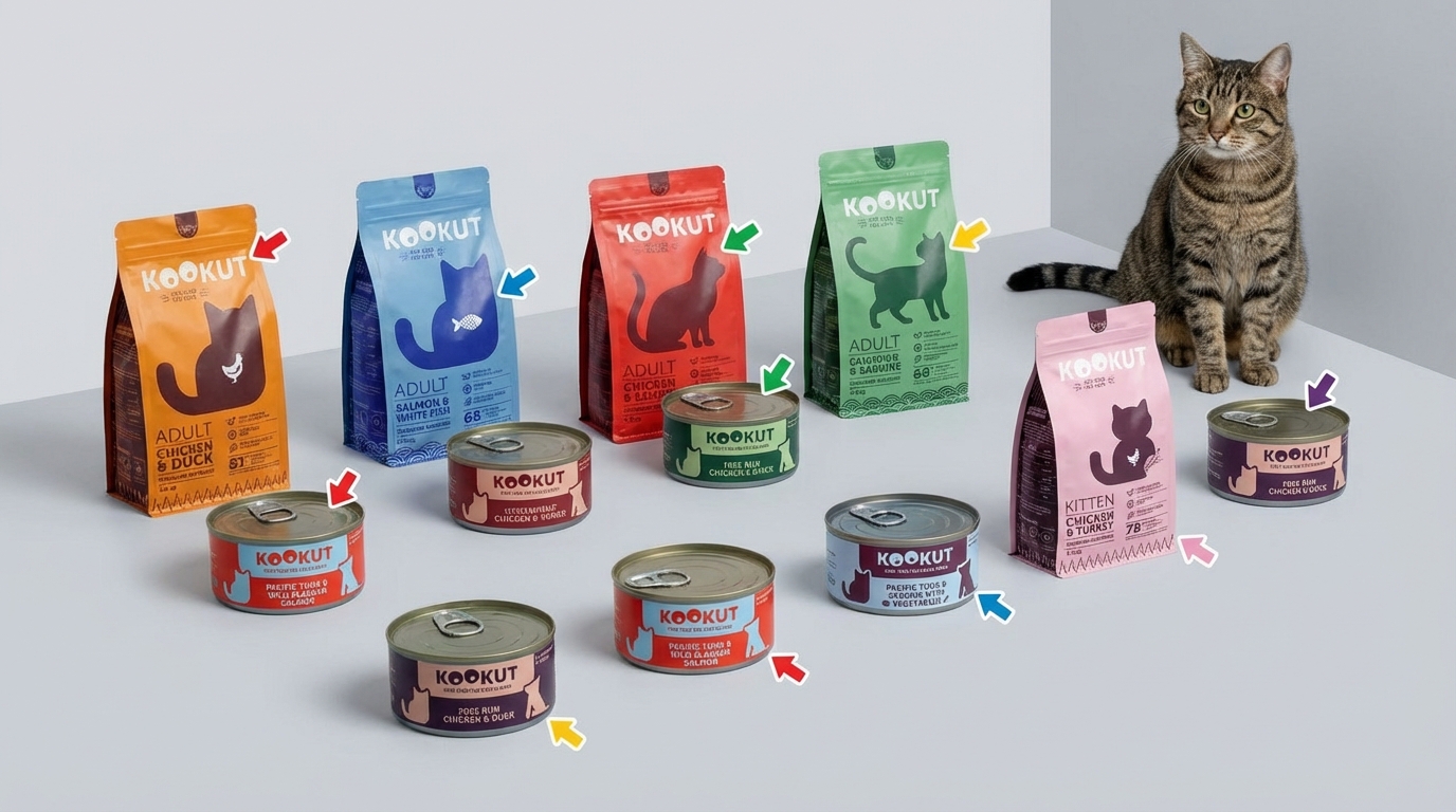 KOOKUT 寵物食品選購攻略:產品規格對照圖,助您輕鬆做出明智選擇。