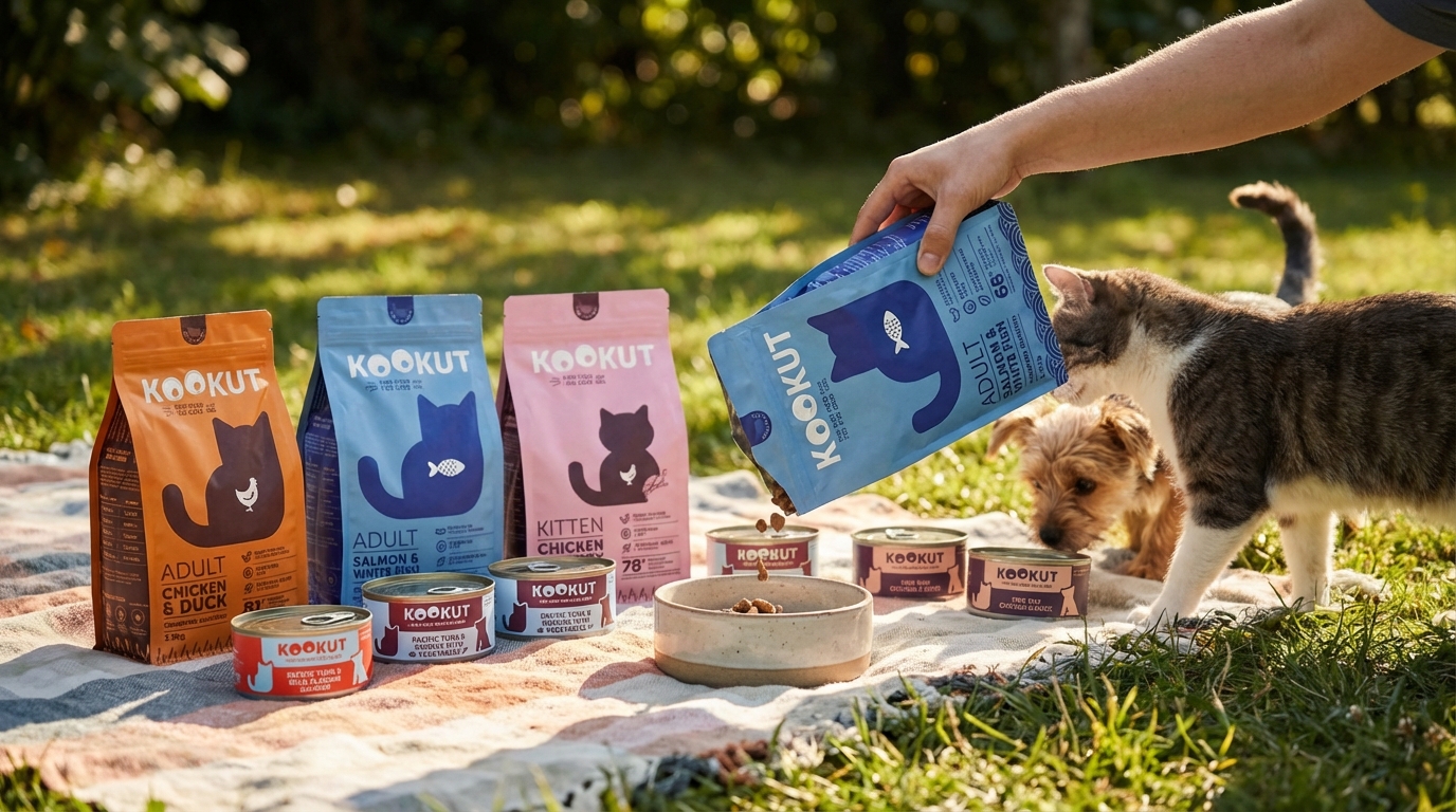 KOOKUT 寵物用品使用方法示範,展示產品實際餵食與應用的動態場景。