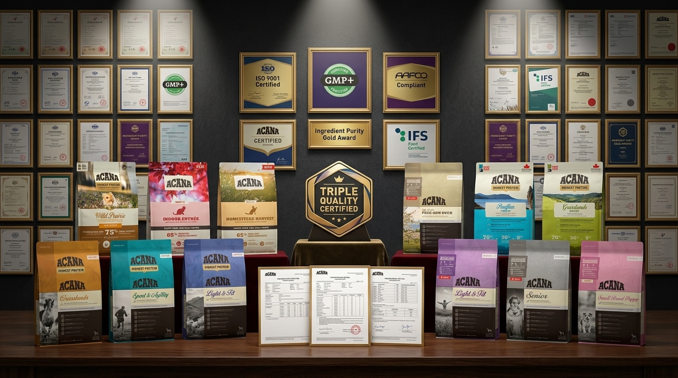 ACANA 品質保證與專業認證，展現品牌對寵物食品安全與卓越品質的嚴格守護。
