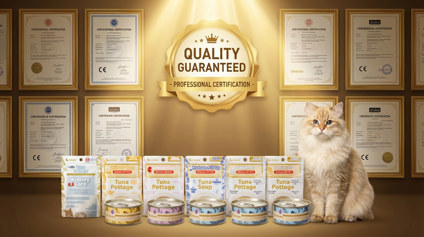 Astkatta 寵物食品專業品質認證與信任標章，展現品牌安全承諾與優質保證。