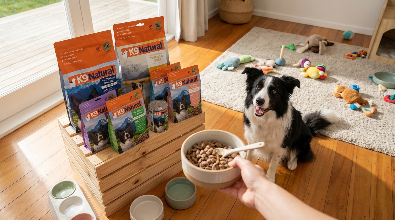 K9 Natural 寵物生鮮食使用方法教學，展示加水還原步驟以保留食材天然營養。