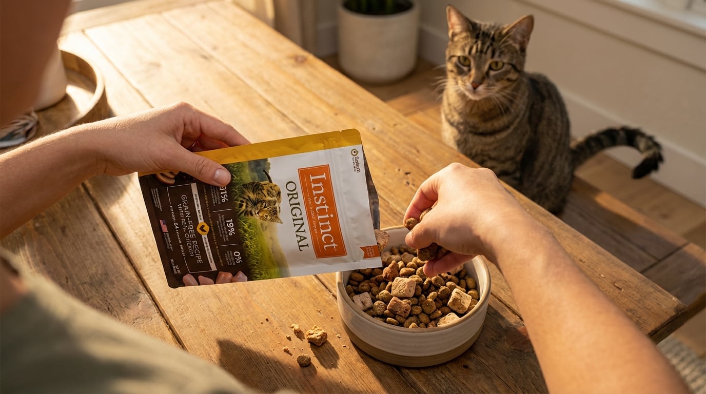 Instinct 本能 寵物糧食餵食示範,透過動態場景展示產品實際應用。